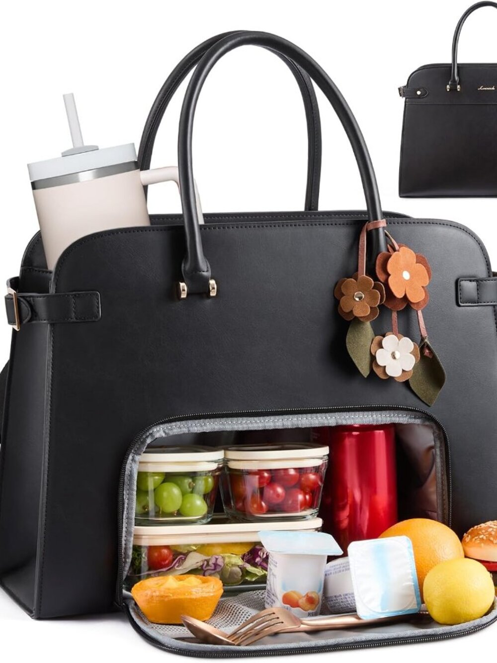 Lunch Tote Bag for Women, Insulated Lunch Bag with 15.6 Inch Laptop Compartment,